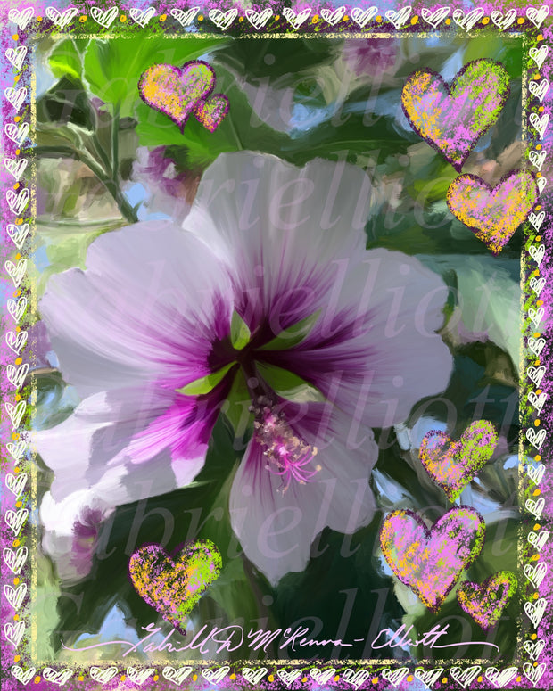 Lavender Hibiscus with Hearts